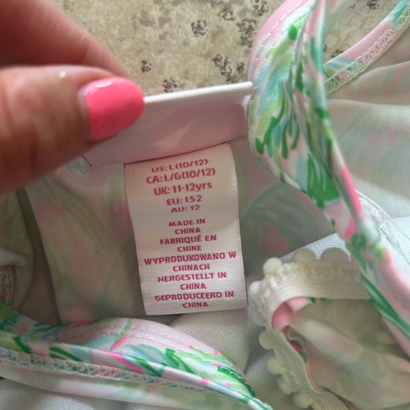 Tommy Bahama Kids Pink and Green One Piece Swimsuit - Picture 5 of 5